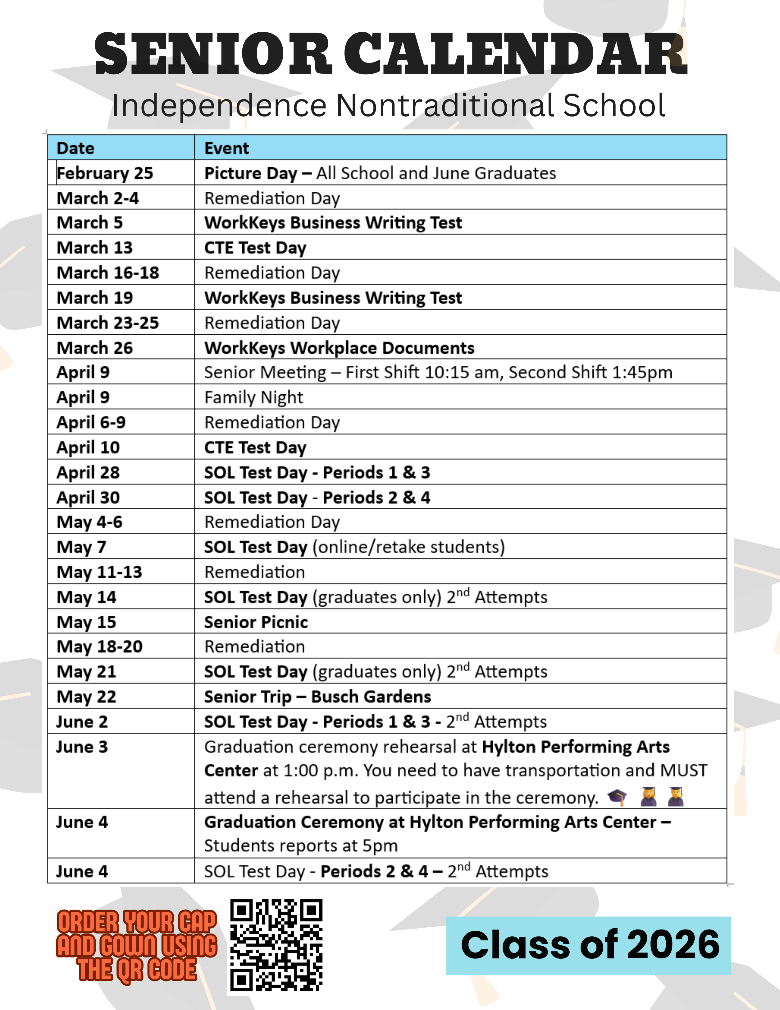 Senior Calendar